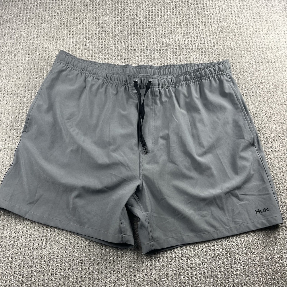 Huk Pursuit Volley Swim Shorts Men's Size XXL Gray Drawstring Mesh Liner NWOT